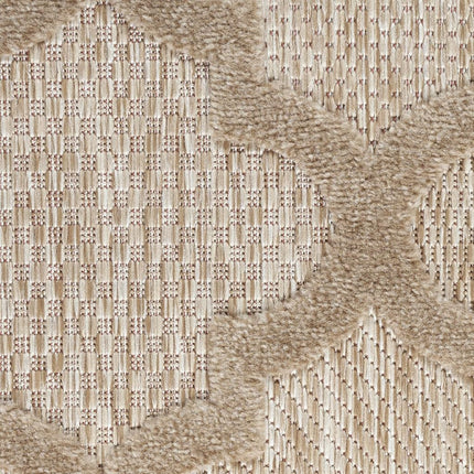 Alfombra Nourison Easy Care para Interiores/Exteriores Beige Natural de 1,5 x 2,1 m, Marroquí, Enrejado, Dormitorio, Sala de Estar, Patio Trasero, Terraza, Patio, Fácil de Limpiar, No Suelta Pelo
