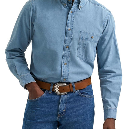 Wrangler Men's Denim Shirt, Denim, XL Tall
