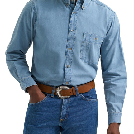 Wrangler Men's Denim Shirt, Denim, XL Tall