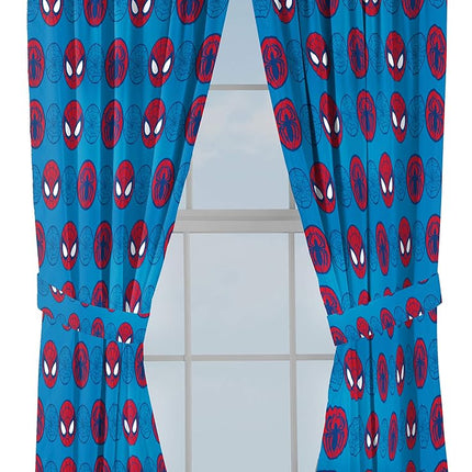 Jay Franco Marvel Super Hero Adventures Go Spidey Rideaux 160 cm - Belle Décoration de Chambre et Installation Facile, La Parure de Lit Présente Spiderman - Rideaux Comprenant 2 Embrasses, Ensemble 4 Pièces (Produit Officiel Marvel)