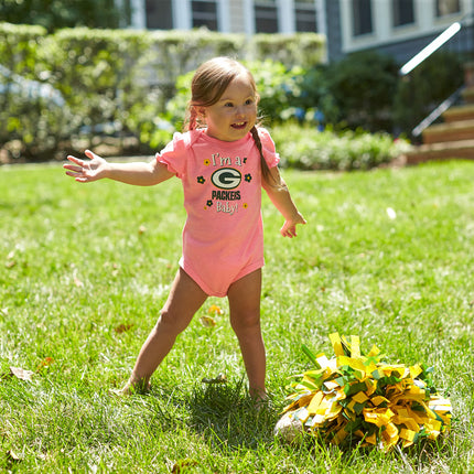 Gerber Baby Girl's Standard NFL 3 Pack Short Sleeve Onesie Bodysuit, Team Color, 3-6 Months