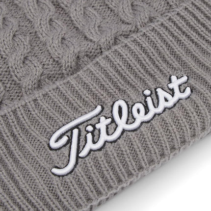 Bonnet à pompon tricoté Titleist pour homme gris/blanc