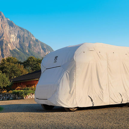Funda para autocaravana Over Drive PermaPRO Tall Class B de Classic Accessories, se adapta a autocaravanas de 7.6 a 8.2 metros, funda para cámper, ajuste personalizable, resistente al agua, protección para todas las estaciones para autocaravanas, gris