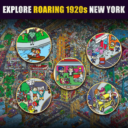 QUOKKA Roaring Twenties New York 1000 Piece Puzzle for Adults – Detective Jigsaw with 21 Cases, Premium Box Packaging - Extra Fun Challenges – Perfect for Relaxation & Gift Giving