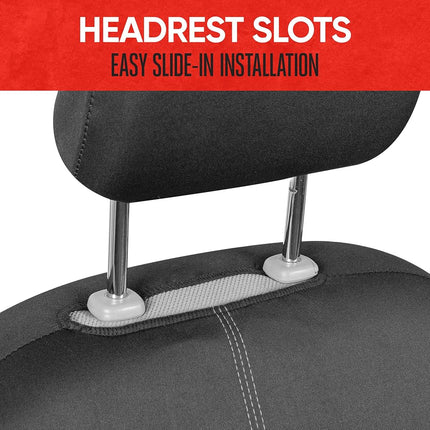 Fundas de asiento impermeables Motor Trend SpillGuard para asientos delanteros, costuras grises – Protectores de asiento de neopreno duraderos, fáciles de instalar, fundas interiores para auto, camión, camioneta, SUV