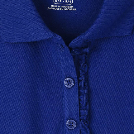 The Children's Place Girls' Uniform Ruffle Pique Polo Renew Blue S (5/6)
