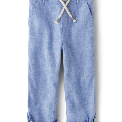Gymboree, y Pantalones de Lino con Cordón para Bebé, Niño Azul, Talla 12