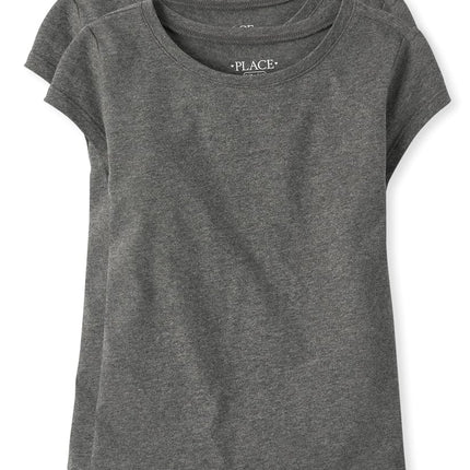 The Children's Place Girls Tee Shirt, Dk Gray 2-Pack, Large