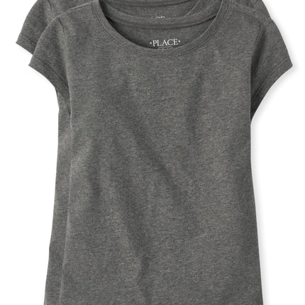 The Children's Place Girls Tee Shirt, Dk Gray 2-Pa