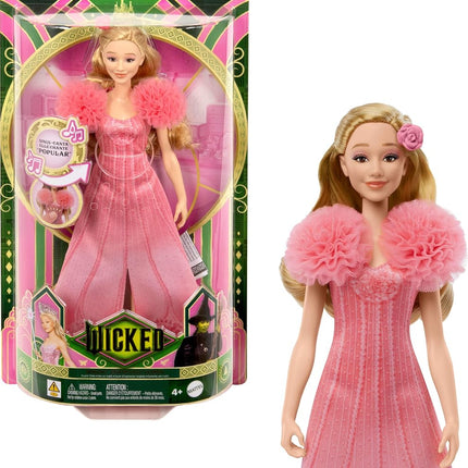 Mattel Wicked Singing Glinda Fashion Doll & Accessories, Posable with Movie-Inspired Look & Removable Outfit, Sings “Popular”, JLG49