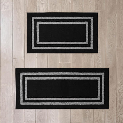 Nautica – Juego de 2 Alfombras Corredoras | Corredores de Interior para Pasillos y Alfombras de Entrada | Felpudo Antideslizante para Entrada y Cocina | Alfombras Lavables a Máquina | 66 x 114 cm y 66 x 152 cm | Doble Borde Negro
