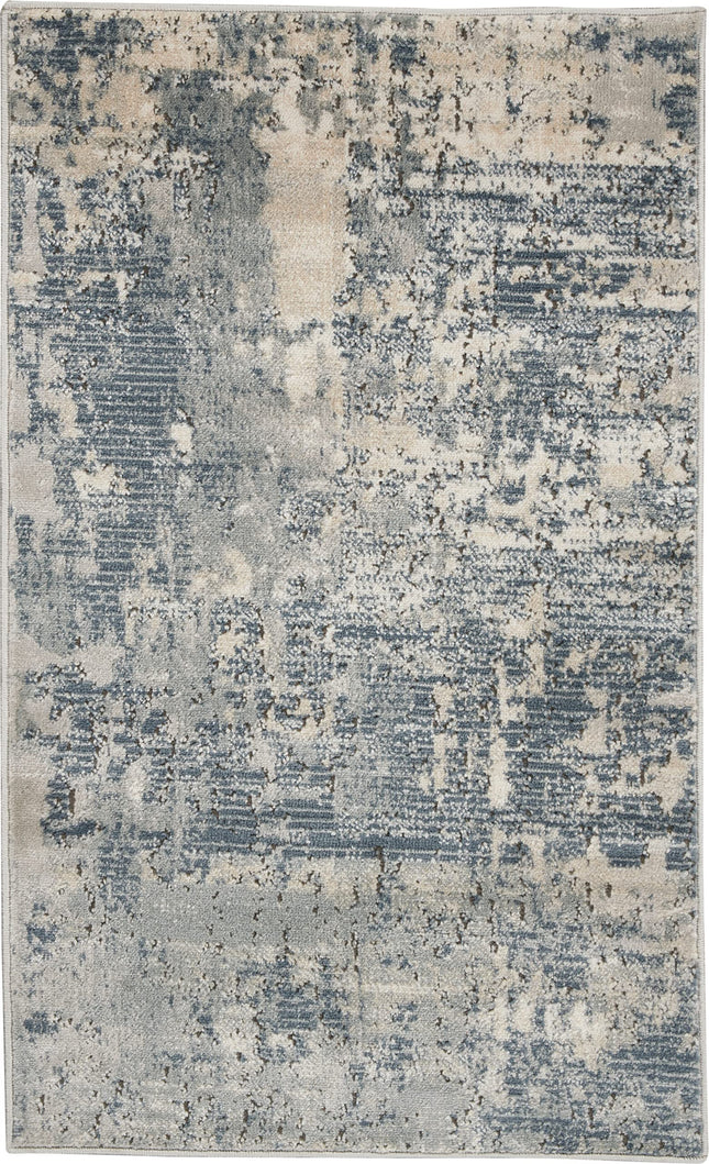 Alfombra de área Nourison Home Concerto abstracta gris/beige de 0,66 m x 1,14 m, fácil de limpiar, que no suelta pelusa, para dormitorio, sala de estar, comedor, cocina (2x4)