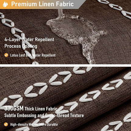 BTTN 72x84 Long Boho Farmhouse Linen Heavy Duty Shower Curtain Set, Brown