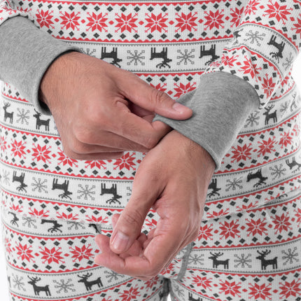Conjunto de ropa interior térmica de gofre reciclado para hombre Fruit of the Loom (camiseta y pantalón) Capa base, blanco Fair Isle, grande