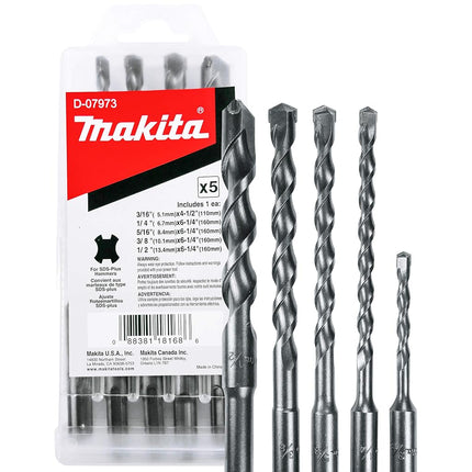 Makita� 5 Piece � Drilling SDS-Plus Bits For Rotary Hammers � Carbide Tipped Bit Set � For Concrete & Masonry