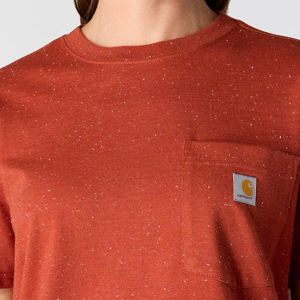 Carhartt Women's Loose Fit Heavyweight Short-Sleeve Pocket T-Shirt, Spice Red Nep, XS