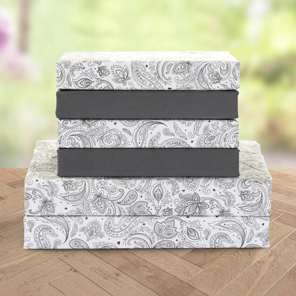 Elegant Comfort Softest and Coziest 4-Piece Sheet Set - 1500 Premium Hotel Quality Microfiber - Deep Pocket, Wrinkle Resistant 4-Piece Paisley Pattern Bed Sheet Set, Twin, Paisley Gray