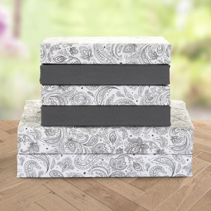 Elegant Comfort Softest and Coziest 4-Piece Sheet Set - 1500 Premium Hotel Quality Microfiber - Deep Pocket, Wrinkle Resistant 4-Piece Paisley Pattern Bed Sheet Set, Twin, Paisley Gray