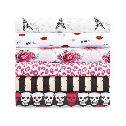 Betsey Johnson - Twin XL Sheets, Silky & Lightweight Bedding, Fade & Wrinkle Resistant (Skull Rose Trellis, Twin XL)