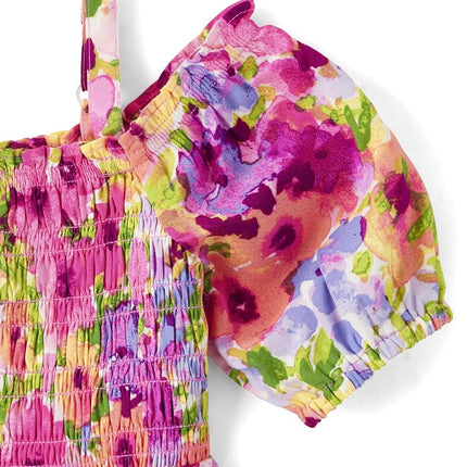 The Children's Place Baby Girls' One Size and Toddler Short Sleeve Dressy Special Occasion Dresses, Madalyn Floral Cold Shoulder, 2T