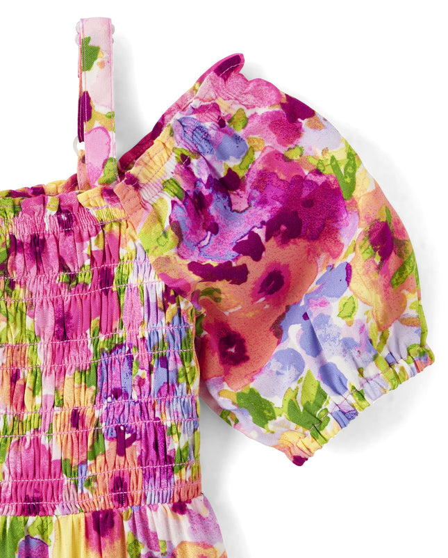 The Children's Place Robes de cérémonie habillées à manches courtes pour bébés filles et tout-petits, Madalyn Floral Épaules dénudées, 12-18 Mois
