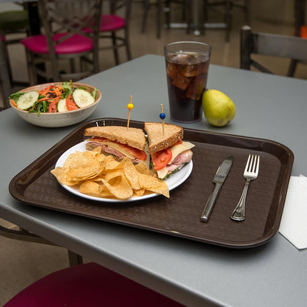 Bandeja Carlisle FoodService Products Cafe de Comida Rápida para Cafetería con Superficie Estampada para Cafeterías, Comida Rápida y Comedor, Plástico, 14" x 18", Chocolate, (Paquete de 12)