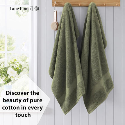 Extra Large Cotton Bath Sheets - 2 Pack Oversized Luxury Bath Towels, 35x66 - Oil Green