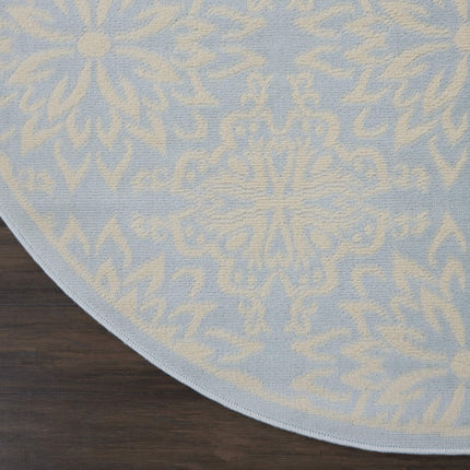 Nourison JUB06 Jubilant Transitional Floral Ivory/Light Blue Area Rug 5'XROUND