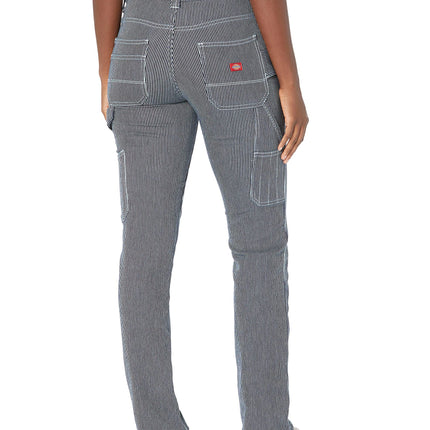 Dickies Women's Relaxed Straight Carpenter Hickory Stripe Pant, Rinsed Hickory Stripe, 6
