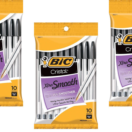 Bic Cristal Stic Medium Ball Pen, Black 10 ea ( Pa