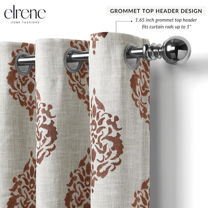 Elrene Home Fashions Navara Medallion Room Darkening Window Curtain Panel 52 x 95 Inches (1, Cinnamon Red