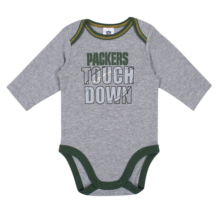 NFL New Orlean Saints Boys 2 Pack Long Sleeve Bodysuit, Team Color, 0-3M