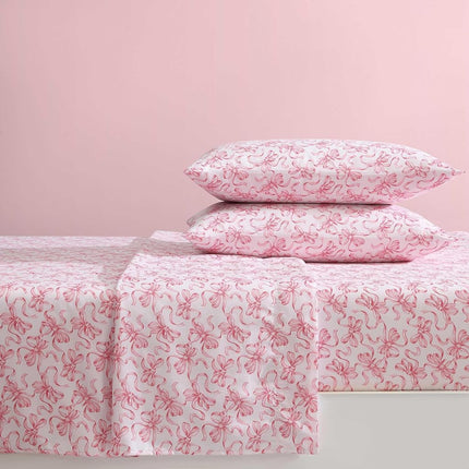 Betsey Johnson - Full Sheet Set, Soft & Lightweight Bedding, Fade & Wrinkle Resistant (Ballet Bows Pink, Full)