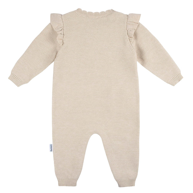 Gerber Baby Girls' Sweater Knit Romper Jumpsuit, Grey Deer, 24 Months