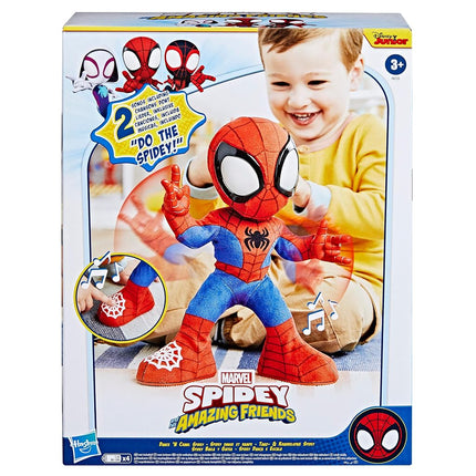 SPIDEY AND HIS AMAZING FRIENDS Marvel Dance 'N Crawl Spidey Interactive Plush Toy with 20 Phrases & Sounds, 2 Songs, Superhero Toy for Ages 3+