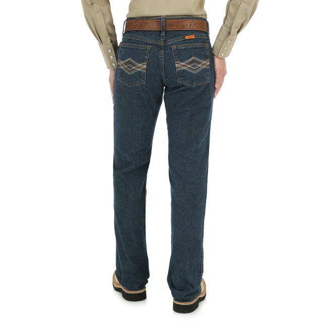 Wrangler Women's Flame Resistant Western Midrise Boot Cut Jean, Crosshatch, 11x30