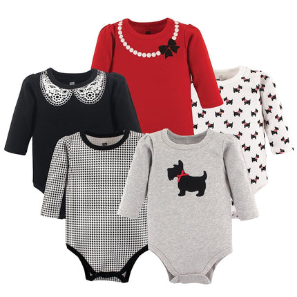 Lot de 3 bodys à manches longues en coton Hudson Baby unisexe-bébé, motif chien Scottie, 18-24 mois