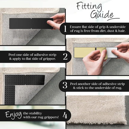 Medipaq Rug Grippers for Laminate Floor & Wooden Floors - 8-Pack Non Slip Rug & Carpet Grippers to Prevent from Slipping & Sliding - Non Slip Rug Underlay Alternative