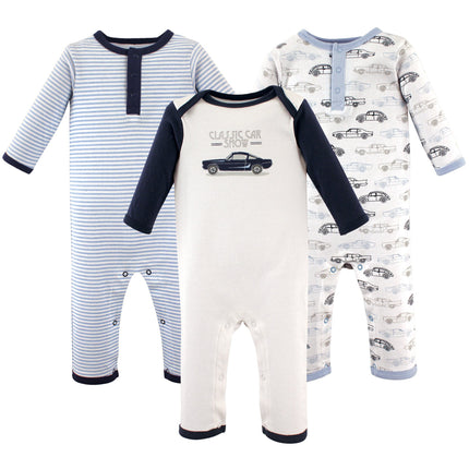 Hudson Baby Baby Cotton Union Suit, 3 Pack, Antiqu
