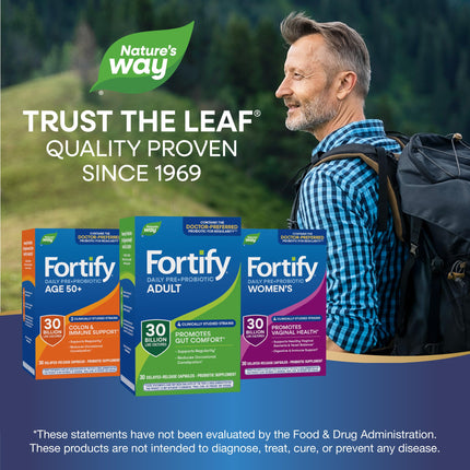 Primadophilus Fortify Daily Probiotic de Nature's Way, 30 mil millones de cultivos activos, Acidophilus, potencia garantizada, cepas investigadas, liberación retardada, 30 cápsulas vegetarianas, sin gluten