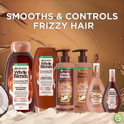 Acondicionador suavizante Garnier Hair Care Whole Blends con extractos de aceite de coco y manteca de cacao para el encrespamiento, 2 unidades