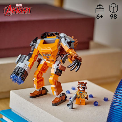 LEGO Marvel Rocket Mech Armour Set, Guardians of the Galaxy Racoon Buildable Action Figure Toy, Avengers Collectable Gift Idea for Kids 6 Plus Years Old 76243