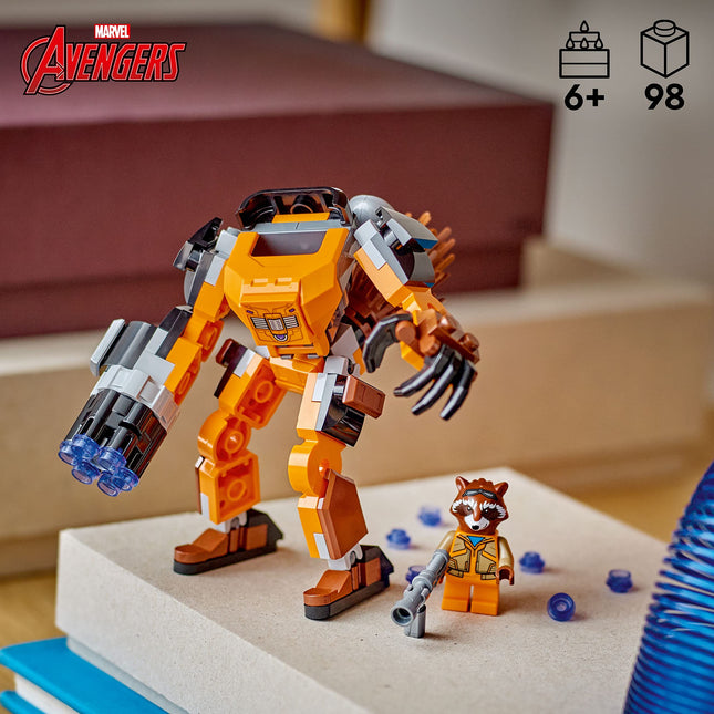 LEGO Marvel Rocket Mech Armour Set, Guardians of the Galaxy Racoon Buildable Action Figure Toy, Avengers Collectable Gift Idea for Kids 6 Plus Years Old 76243