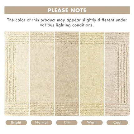 MADISON PARK SIGNATURE Splendor Reversible 100% Cotton Tufted Bathroom Rug-3000 GSM Hotel Quality Luxurious Plush High Pile Bath Mat Absorbent, Quick Dry, Shower Room Décor, 21x34, Natural