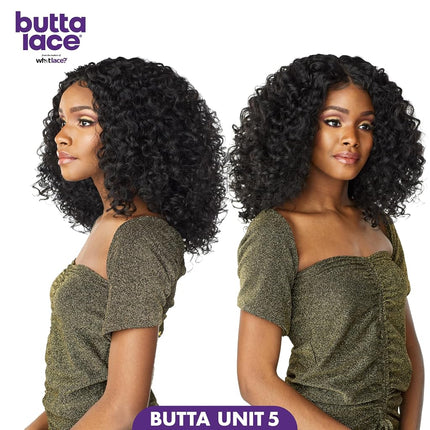 Sensationnel Butta lace front wigs - butta unit 5 glueless extra wide 5 inch deep part synthetic wig preplucked hairline hd lace with babyhair - Butta unit 5 (1B OFFBLACK)