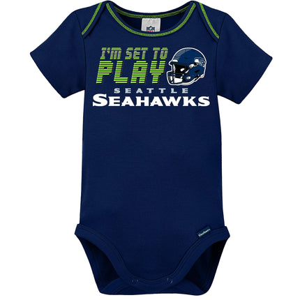NFL Gerber Unisexo Bebé Estándar Paquete de 3 Bodys de Manga Corta, Color del Equipo, 18 Meses