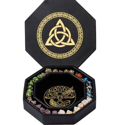Premium Dice Tray for DND, Detailed World Tree & Triquetra Design – 23 CM