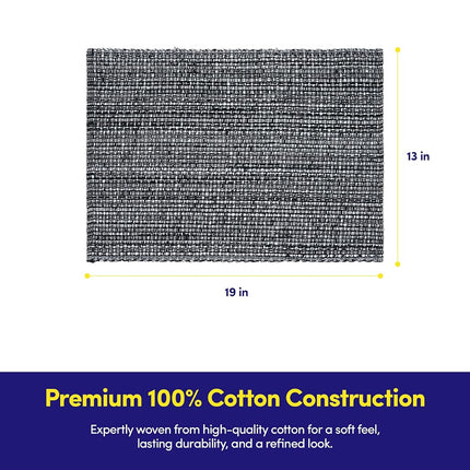 Sweet Home Collection Trends Two Tone 100% Cotton Woven Placemat (6 Pack), 13" x 19", Black