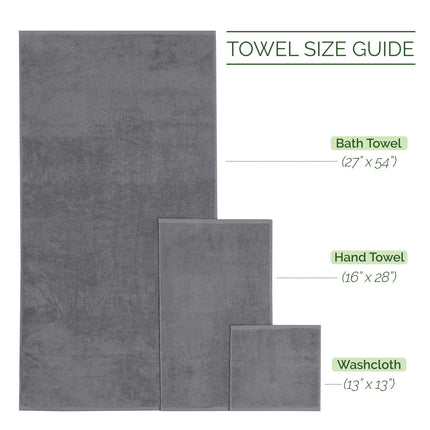 Elegant Comfort 4 Lines Viscose Stripe 6-Piece Premium Towel Set - 100% Turkish Cotton High Absorbent Luxury Bathroom Towels – Includes 2 Washcloths, 2 Hand Towels and 2 Bath Towels Set, Gray