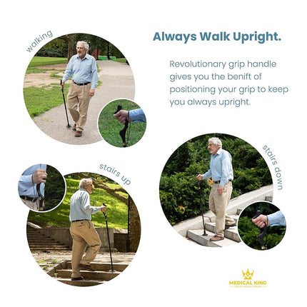Walking Cane for Men and Walking Canes for Women Special Balancing - Cane Walking Stick Have 10 Adjustable Heights - self Standing Folding Cane, Portable Collapsible Cane, Comfortable